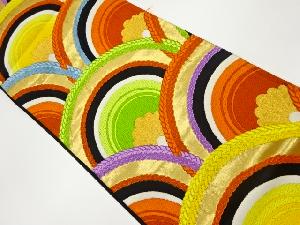 青海波に菊・縄模様織出し袋帯